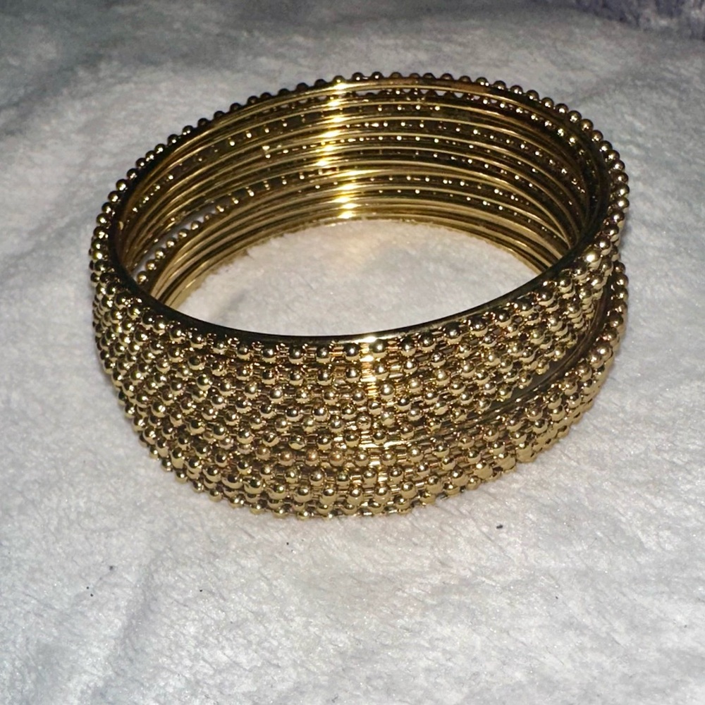 Elegant Gold Beaded Bangles